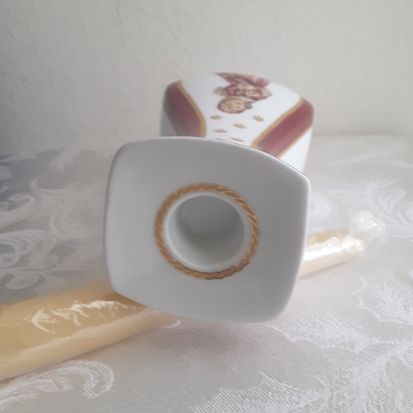 2005 Christmas Goebel Porcelain Candleholder Angel w Bear NIB - Picture 10 of 15